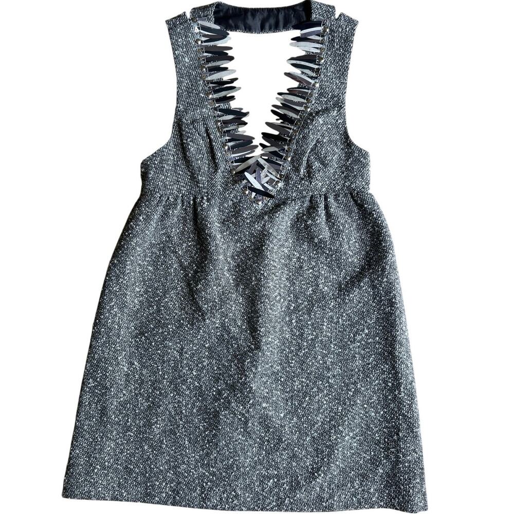 ANNA SUI for Target Gray Tweed Cocktail DRESS Metallic Accents - Size 5